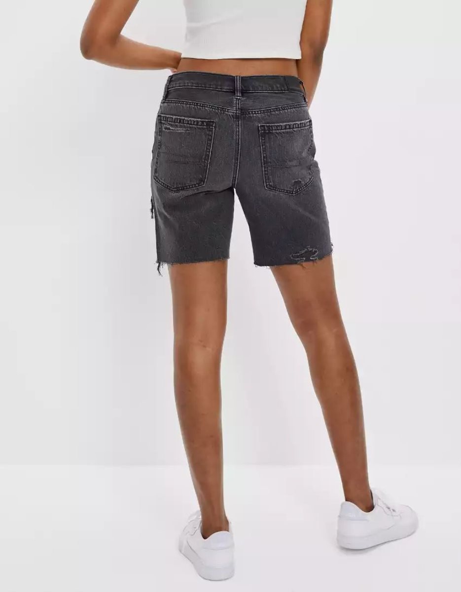 Shorts American Eagle AE Denim Low-Rise Baggy Noir Femme | ANI-40540719